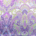 テンセルニット　ペイズリープリント　紫・黄緑系