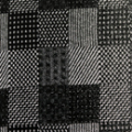 ちりめんプリント　格子柄　黒・生成