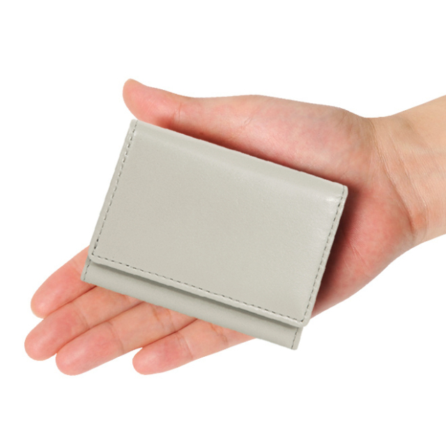 Becker ベッカー 極小財布 Box型 スムースレザー 牛革 ライトグレー 日本製 財布の通販luxe リュクス