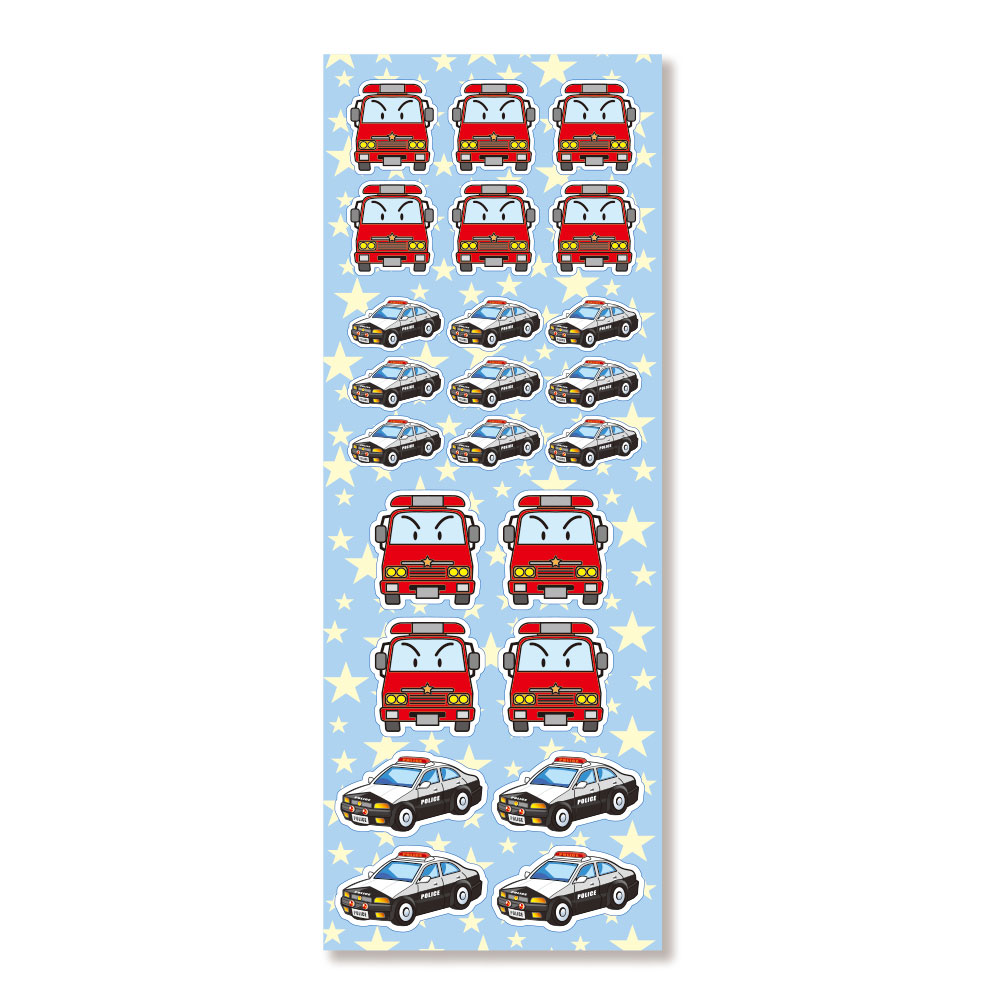 反射ステッカーピカットくんパトカー・消防車1