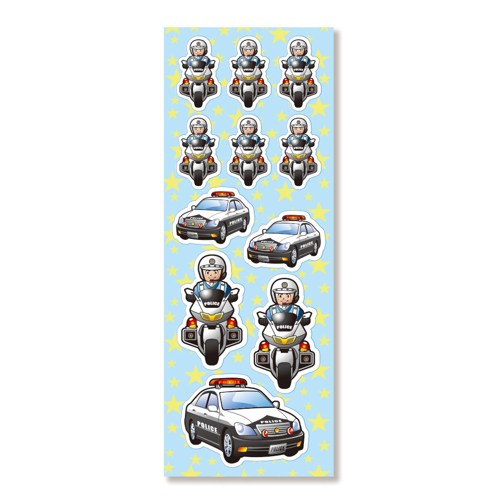 反射ステッカーピカットくん白バイ・パトカー1