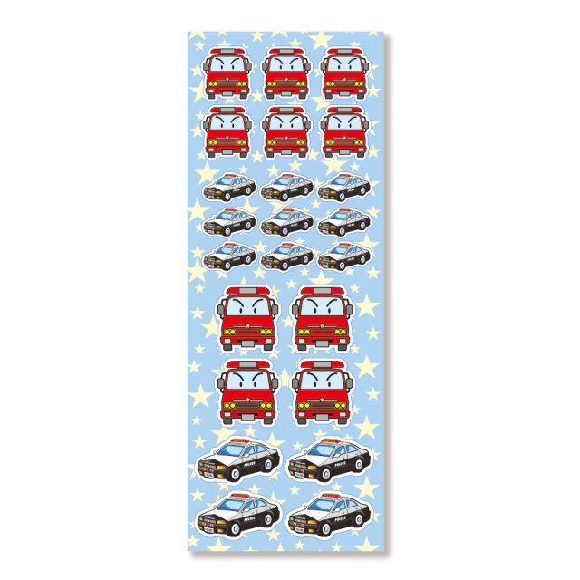 反射ステッカーピカットくんパトカー・消防車1