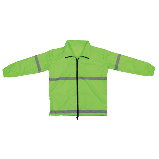 グリーンウィンドブレーカー 反射ストライプ付き グリーンウィンドブレーカー 反射ストライプ付き グリーンウィンド