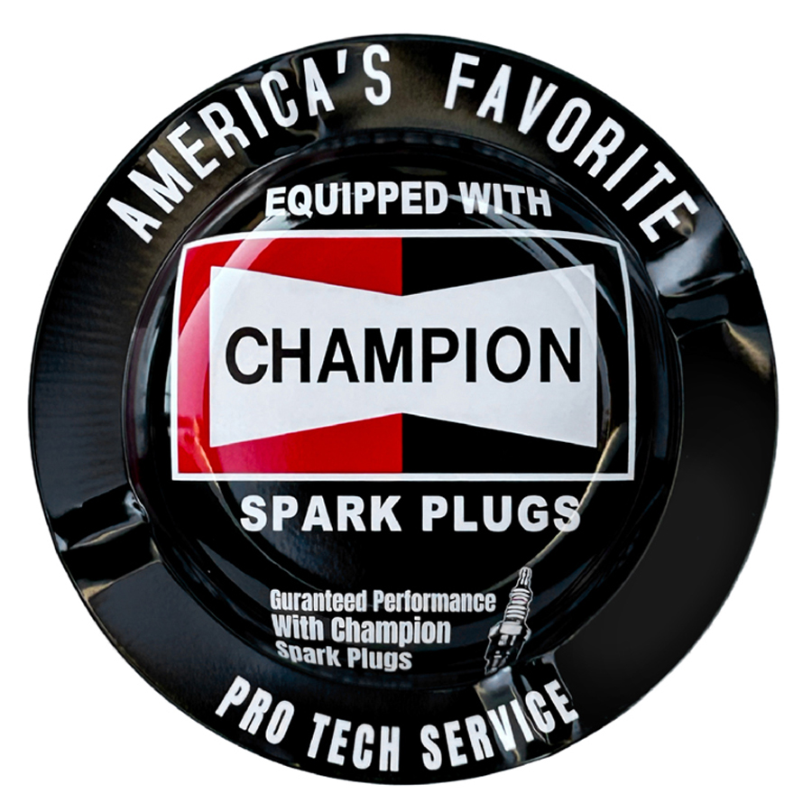 【PLUG】CHAMPION どこか懐かしいブリキのレトロスタイル！MOTOR COMPANY 灰皿 TIN ASHTRAY ティンアッシュトレイ