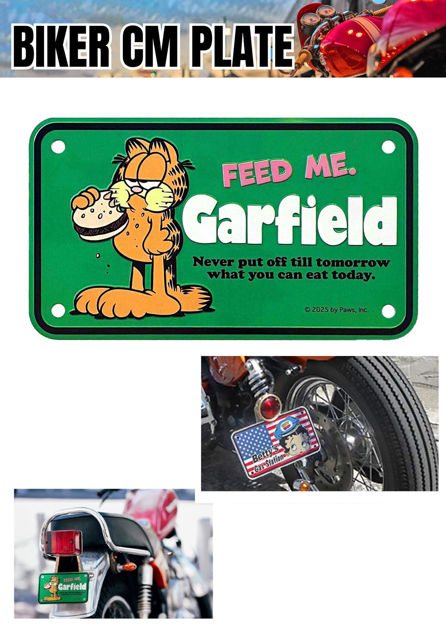 GARFIELD BIKER CM PLATE GF-00069-4 GR ミニ CMプレート ライセンスプレート ガーフィールド アメリカン雑貨 アメリカンキャラクー