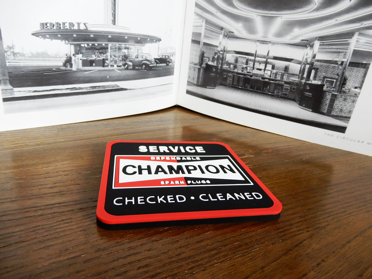 【AMERICAN DINER】 RUBBER COASTER CHAMPION SPARK PLUG ラバーコースター アメリカンダイナー スパークプラグ チャンピオン