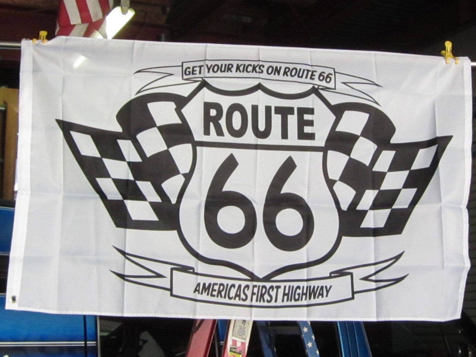 R６６ CHECKER FLAG 3x5ft ★ルート６６ チェッカー フラッグ [並行輸入品] シカゴ － サンタモニカ 国道66号線 マザーロード
