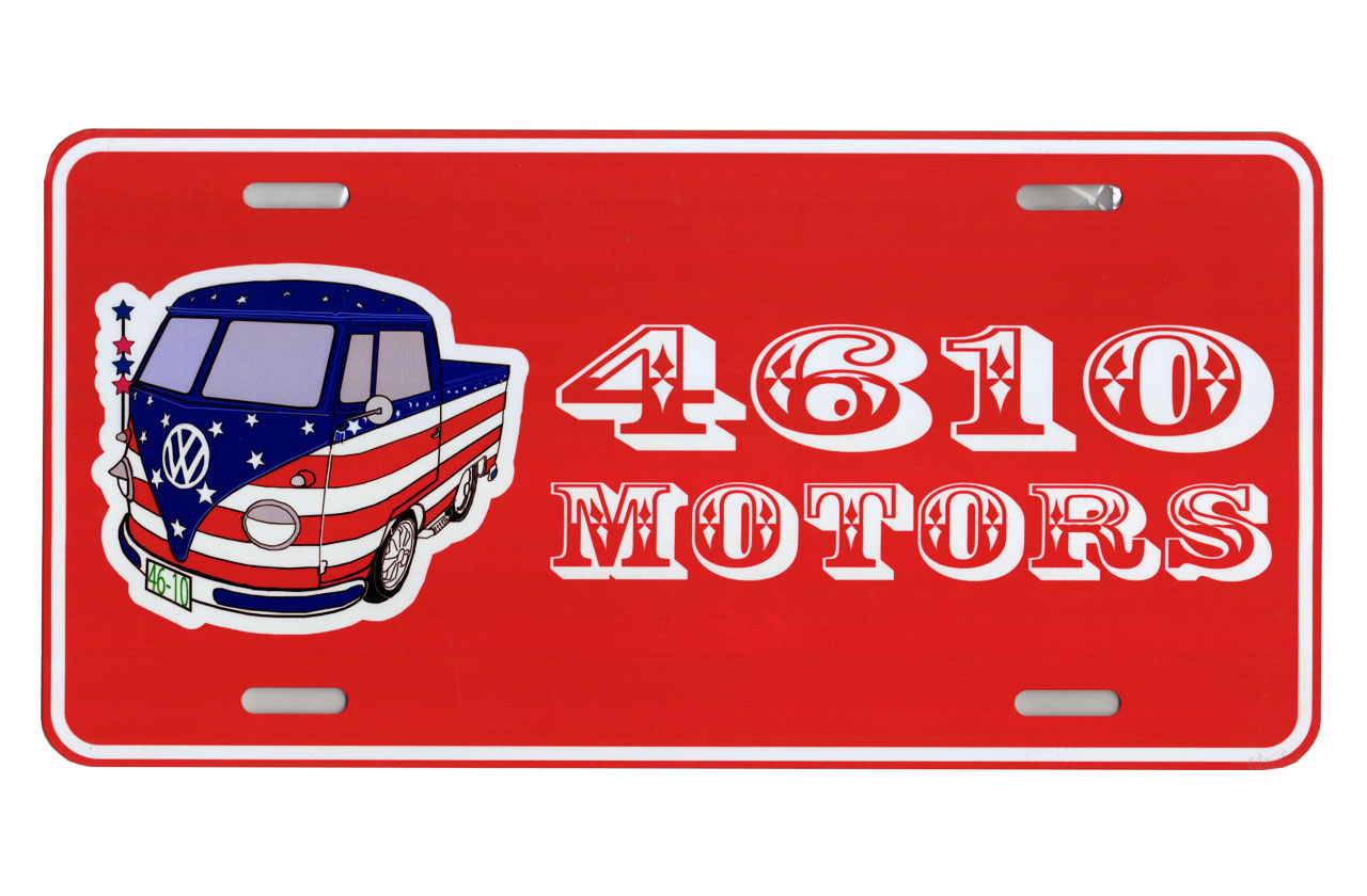 シロウトモータース★USA LIC SIZE★コマーシャルプレート☆ＶＷ 4610ＭＯＴＯＲＳ　ＲＥＤ