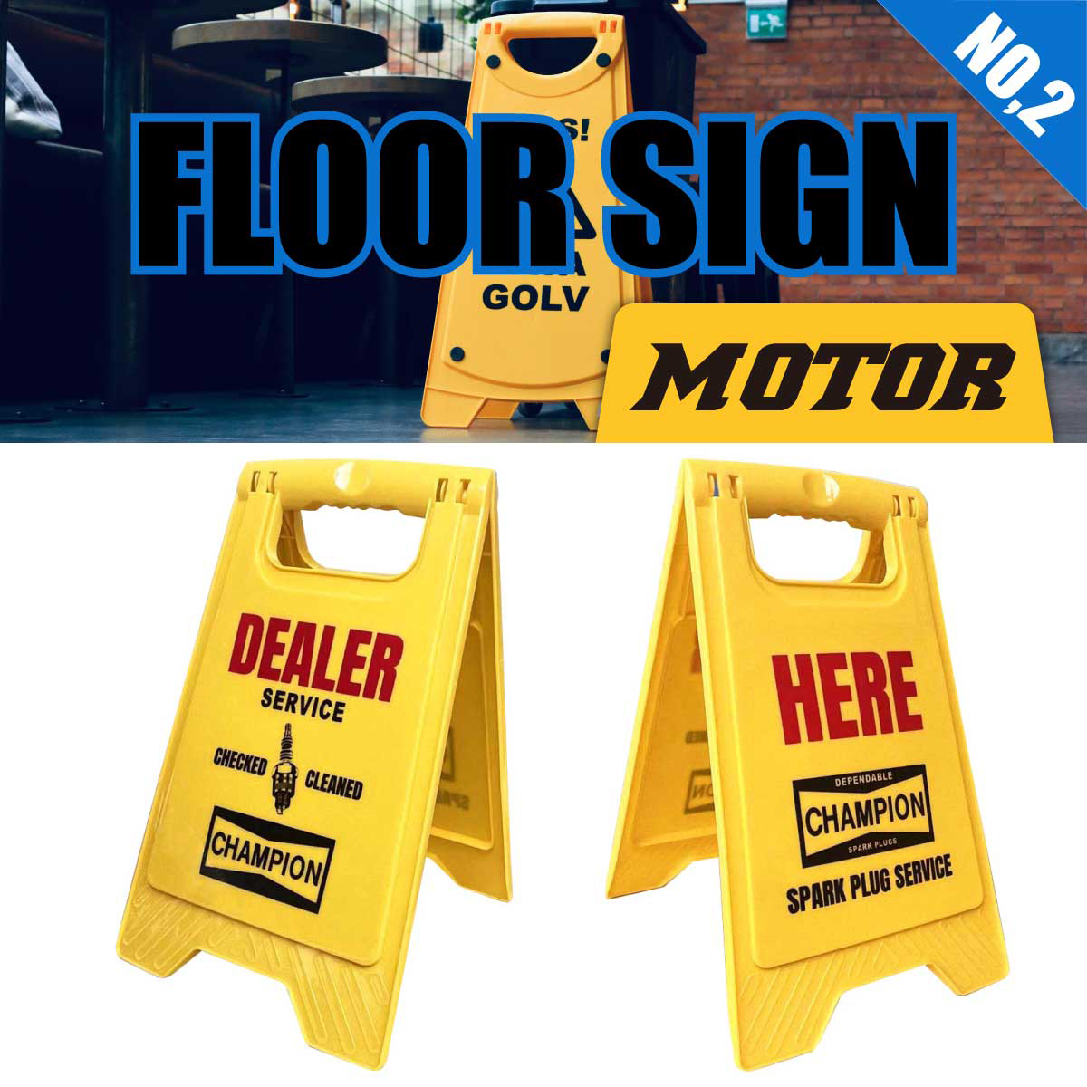 FLOOR SIGN フロアサイン MOTOR-DEALER アメリカン CAUTION BOARD AMERICAN GARAGE アメリカン雑貨