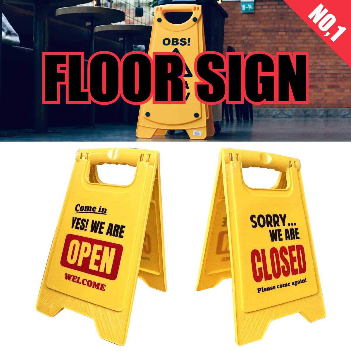 FLOOR SIGN フロアサイン OPEN CLOSED アメリカン CAUTION BOARD AMERICAN GARAGE アメリカン雑貨