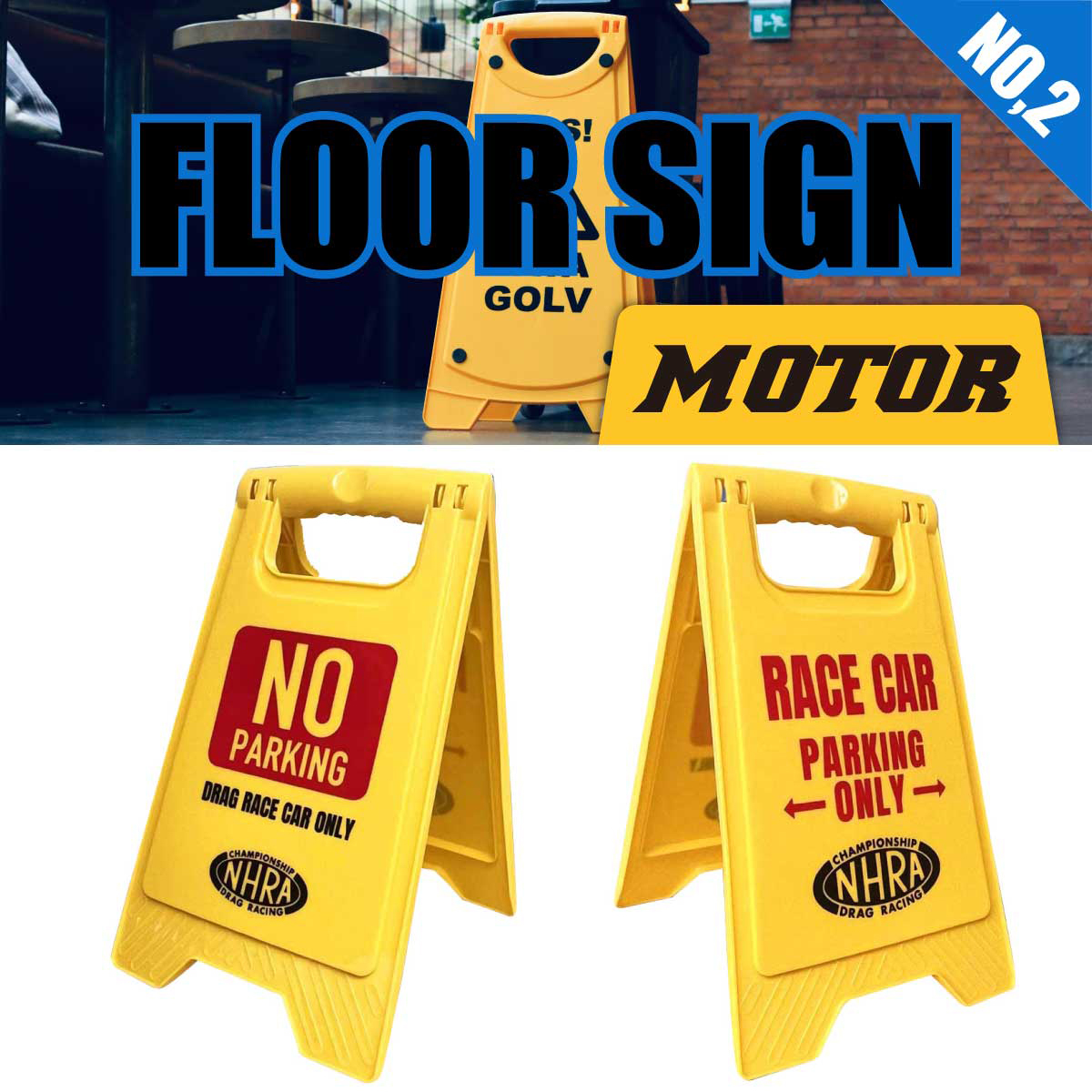 FLOOR SIGN フロアサイン MOTOR-RACE-CAR アメリカン CAUTION BOARD AMERICAN GARAGE アメリカン雑貨