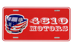 シロウトモータース★USA LIC SIZE★コマーシャルプレート☆ＶＷ 4610ＭＯＴＯＲＳ　ＲＥＤ