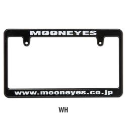 New Standard MOONEYES License Plate Frame Black 【MG058BKMOWH】 ニュー スタンダード ムーンアイズ ライセンス プレート フレーム ブラック WHT（日本サイズ）