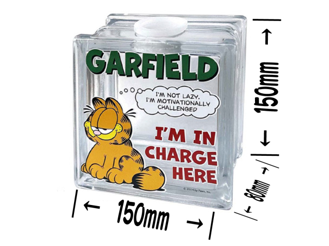 GARFIELD GLASS SIGN BANK ガーフィールドガラスブロック貯金箱