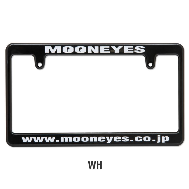 New Standard MOONEYES License Plate Frame Black 【MG058BKMOWH】 ニュー スタンダード ムーンアイズ ライセンス プレート フレーム ブラック WHT（日本サイズ）