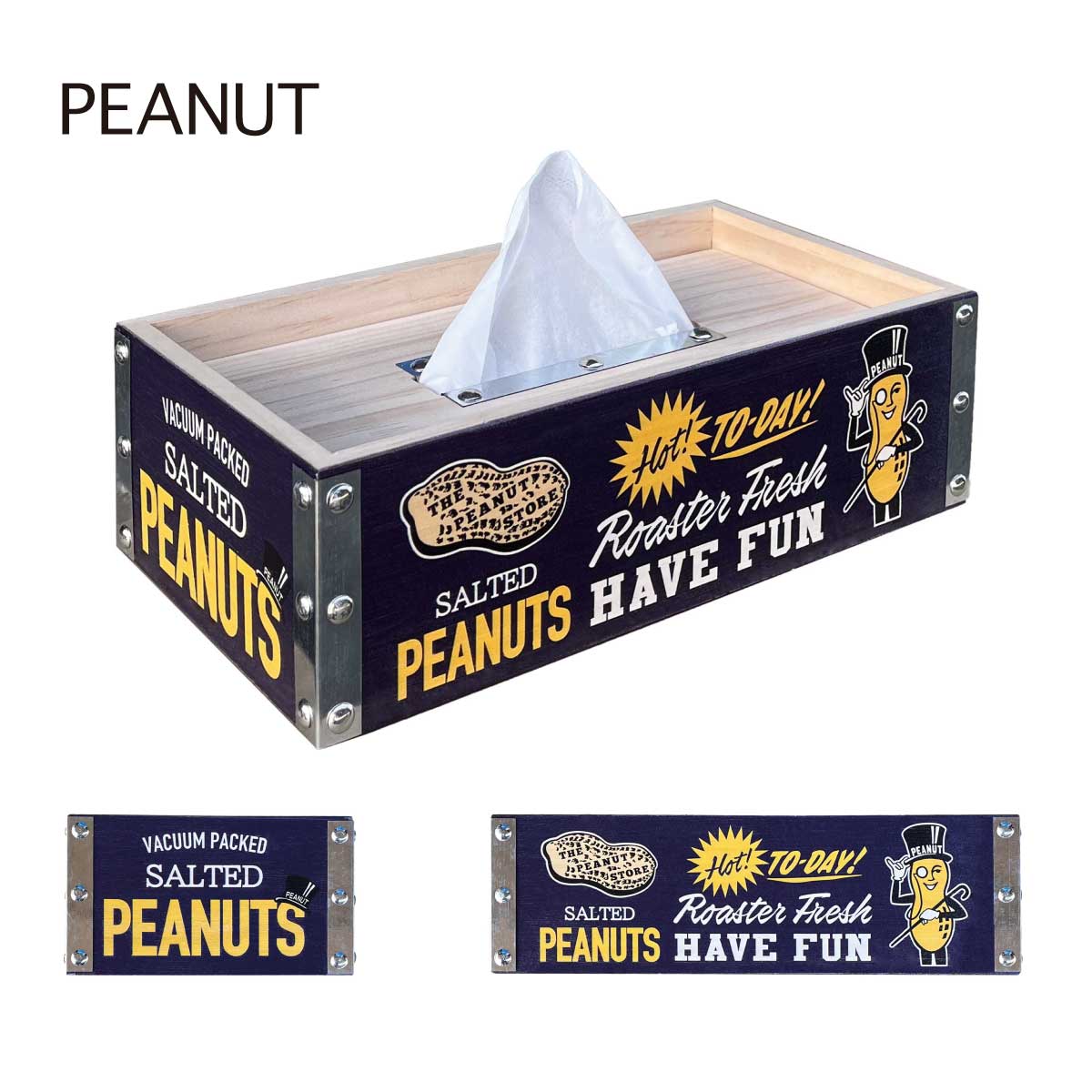 PEANUT ミスターピーナッツ 【インダストリアル】Wood Tissue Box Case ウッドティシュボックスケース 工具入れ プランターアメリカン雑貨 アメリカンキャラクー