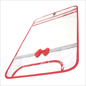 【日本製】【女の子向け】 透明・防水 ランドセルカバー リボン付 反射テープ付 レッド