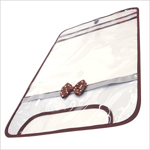 【日本製】【女の子向け】 透明・防水 ランドセルカバー リボン付 反射テープ付 ドットブラウン(茶)