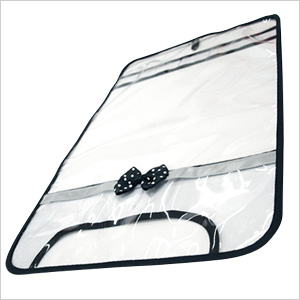 【日本製】【女の子向け】 透明・防水 ランドセルカバー リボン付 反射テープ付 ドットブラック(黒)