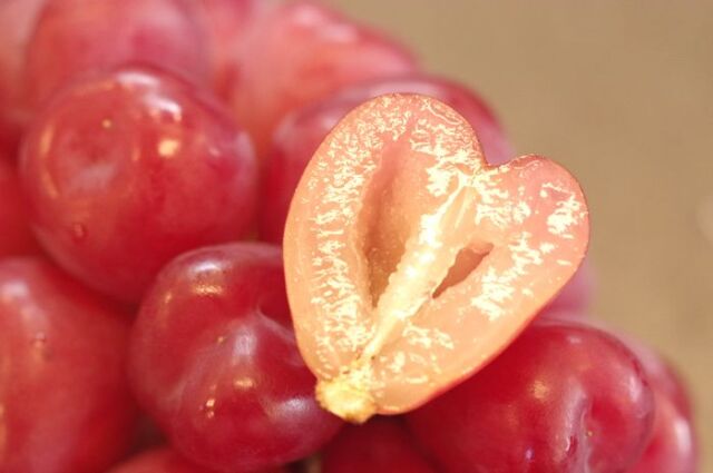 マイハートぶどう　皮ごと種無し葡萄で可愛いハート型品種 1房 約500g 山梨・他産地