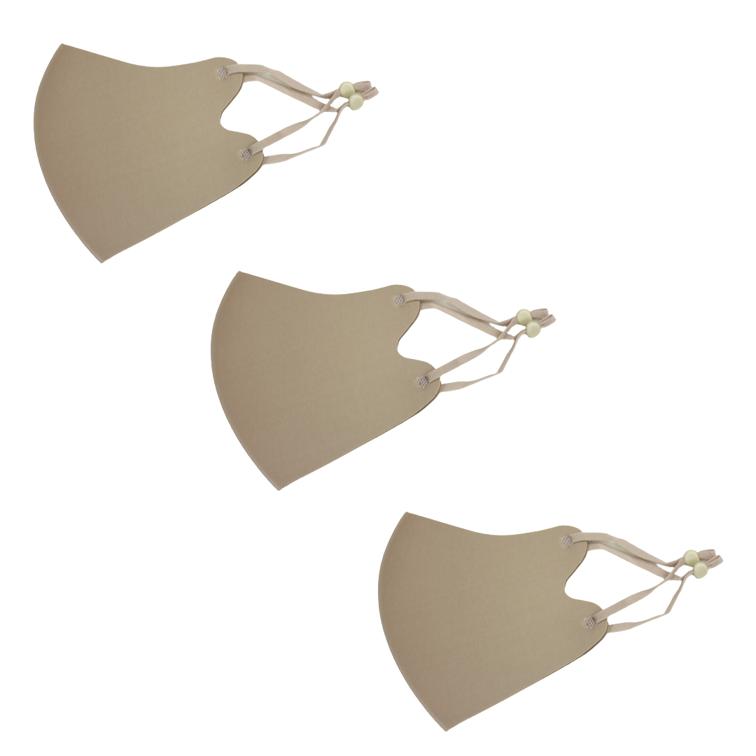 冷感マスク３枚SET (ベージュ) 春夏用 冷感 抗菌 消臭 洗えるマスク