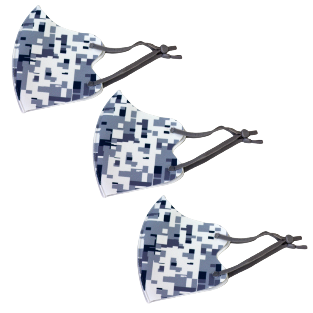 冷感マスク３枚SET (グレー迷彩) 春夏用 冷感 抗菌 消臭 洗えるマスク