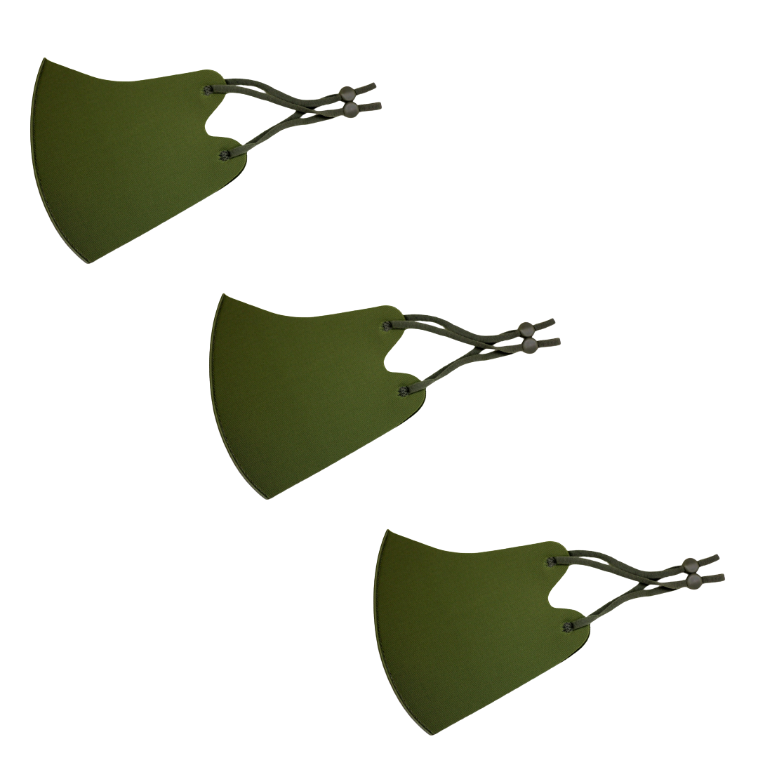 冷感マスク３枚SET (カーキ) 春夏用 冷感 抗菌 消臭 洗えるマスク