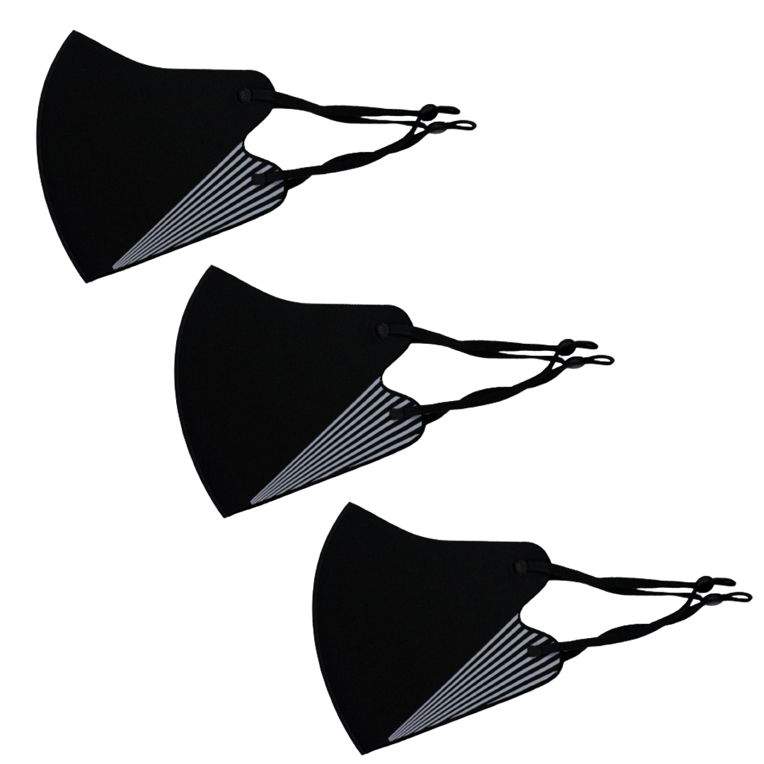 温感 小顔エッジマスク３枚SET（黒）秋冬用　温感　抗菌　消臭　防寒　洗えるホットマスク！