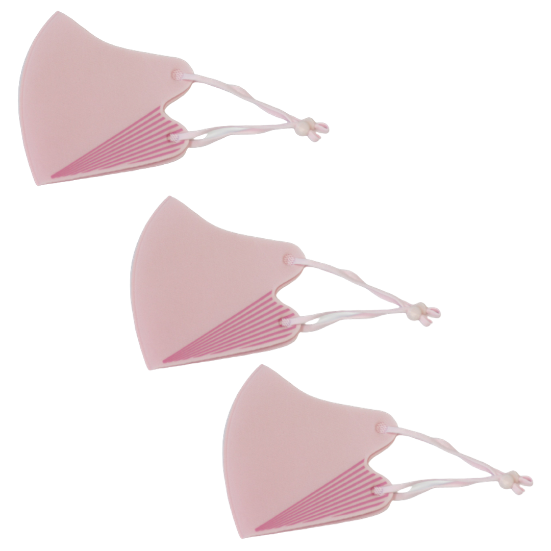 温感 小顔エッジマスク３枚SET（ピンク）秋冬用　温感　抗菌　消臭　防寒　洗えるホットマスク！