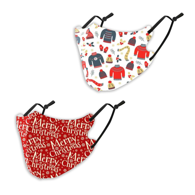 クリスマスマスク2枚SET (  抗菌 消臭 洗えるマスク　パーティ　プレゼント　イベント用）