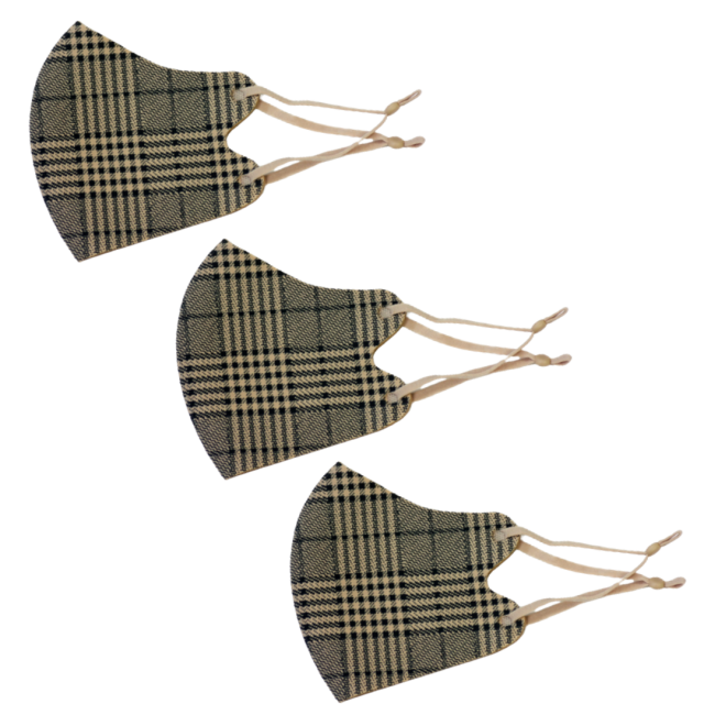 温感マスク３枚SET（チェック）秋冬用　温感　抗菌　消臭　防寒　洗えるホットマスク！