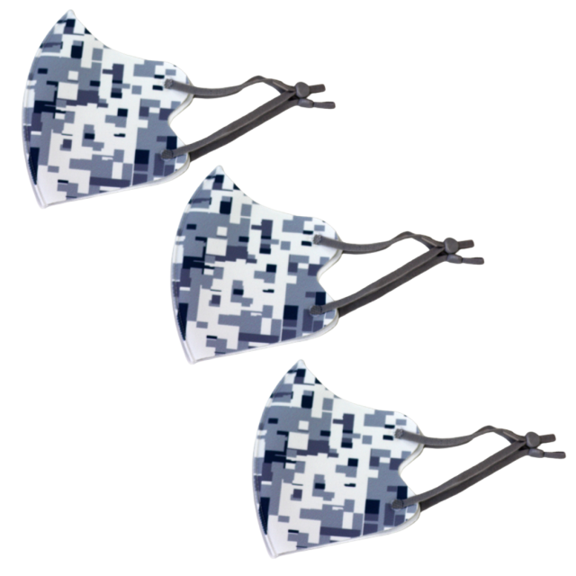 冷感マスク３枚SET (グレー迷彩) 春夏用 冷感 抗菌 消臭 洗えるマスク