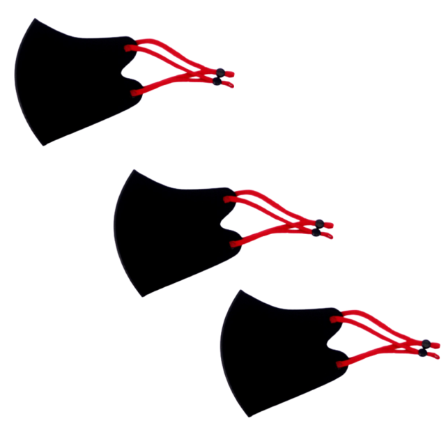 冷感マスク３枚SET (黒紐赤) 春夏用 冷感 抗菌 消臭 洗えるマスク