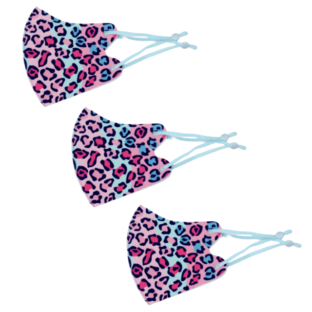 冷感マスク３枚SET (ヒョウ柄) 春夏用 冷感 抗菌 消臭 洗えるマスク