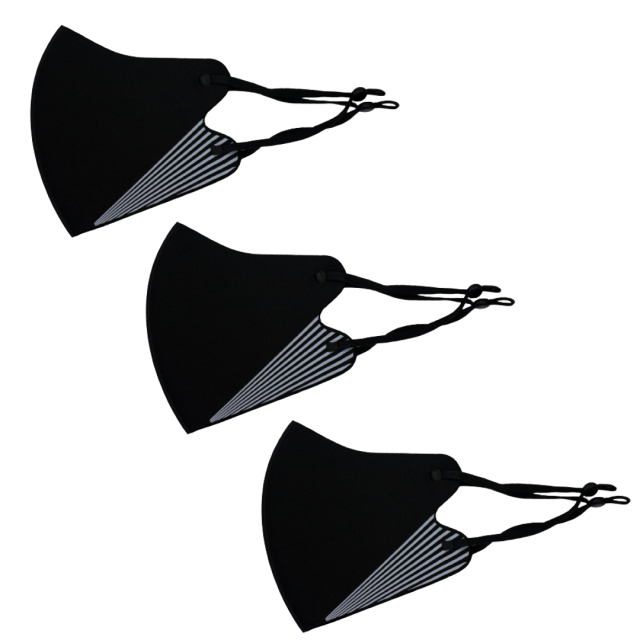 温感 小顔エッジマスク３枚SET（黒）秋冬用　温感　抗菌　消臭　防寒　洗えるホットマスク！