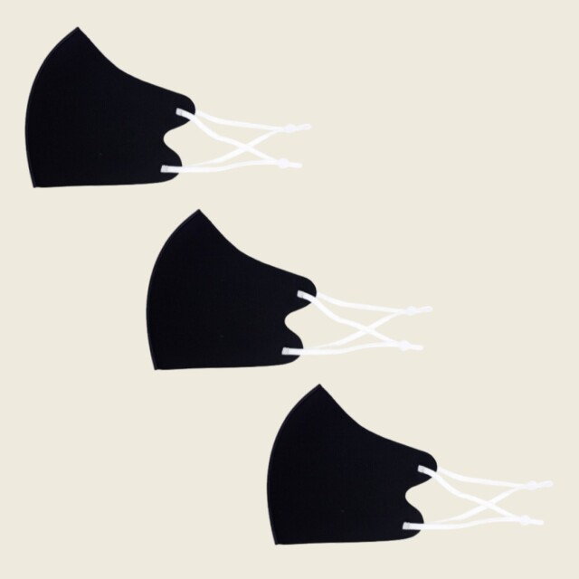 冷感マスク３枚SET (黒紐白) 春夏用 冷感 抗菌 消臭 洗えるマスク