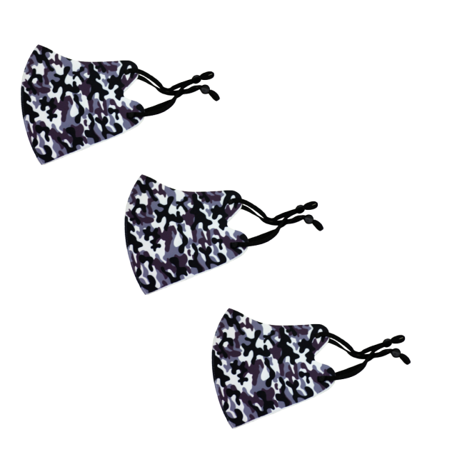 冷感マスク３枚SET (黒迷彩) 春夏用 冷感 抗菌 消臭 洗えるマスク