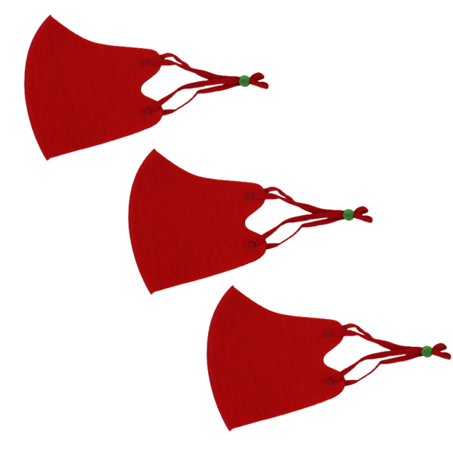 クリスマスマスク ３枚SET（レッド）秋冬用　お誕生日　パーティ　イベント　温感　抗菌　消臭　防寒　洗えるホットマスク！