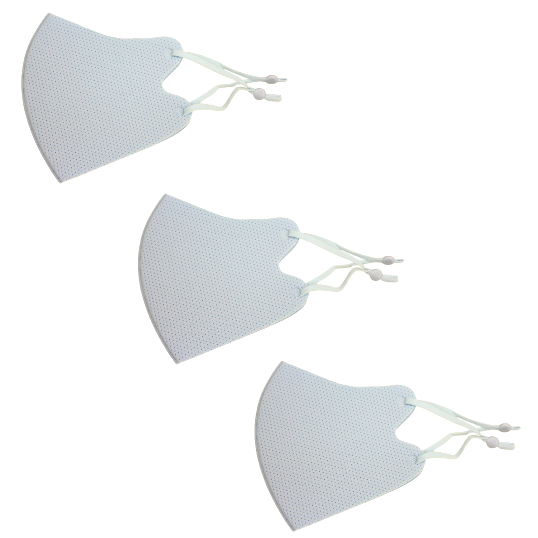 冷感マスク３枚SET (メッシュブルー) 春夏用 冷感 抗菌 消臭 洗えるマスク