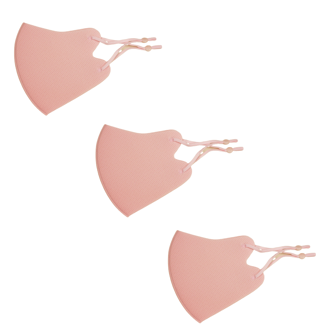 冷感マスク３枚SET (メッシュピンク) 春夏用 冷感 抗菌 消臭 洗えるマスク