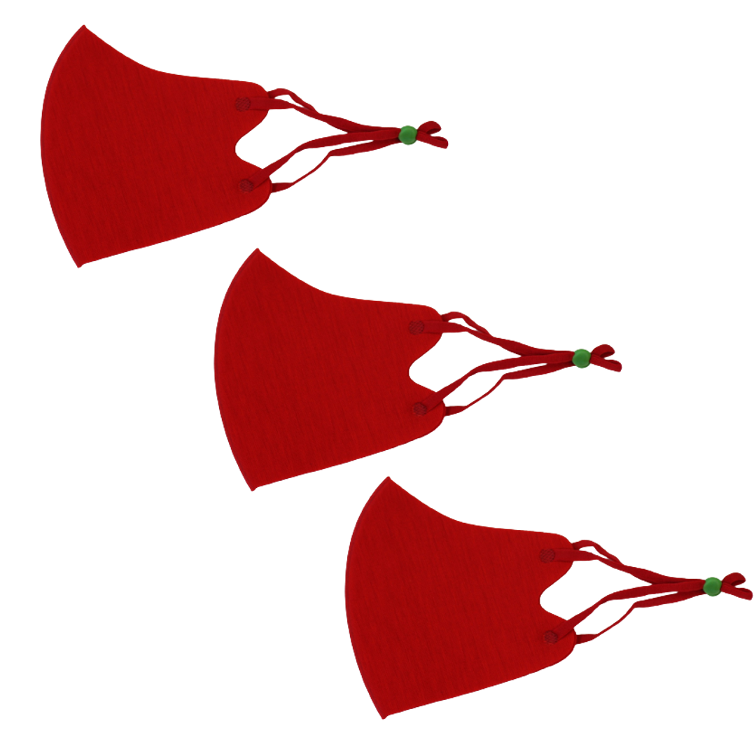 クリスマスマスク ３枚SET（レッド）秋冬用　お誕生日　パーティ　イベント　温感　抗菌　消臭　防寒　洗えるホットマスク！