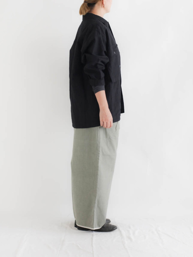 alvana アルヴァナ｜ウールリネン縮絨シャツジャケット（ブラック）