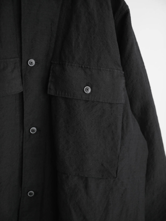 alvana アルヴァナ｜ウールリネン縮絨シャツジャケット（ブラック）