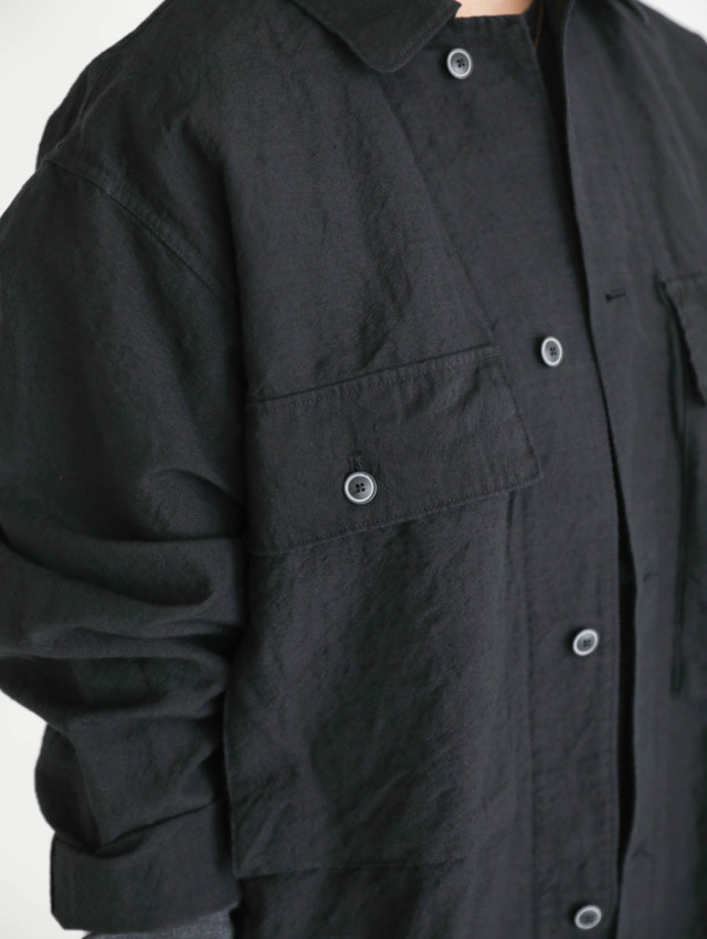 alvana アルヴァナ｜ウールリネン縮絨シャツジャケット（ブラック）