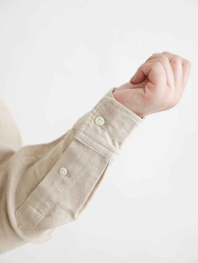 EEL アトリエシャツ　イール　リネン100% ノーカラーシャツ　白　M EEL (イール) Atelier shirt / アトリエシャツ