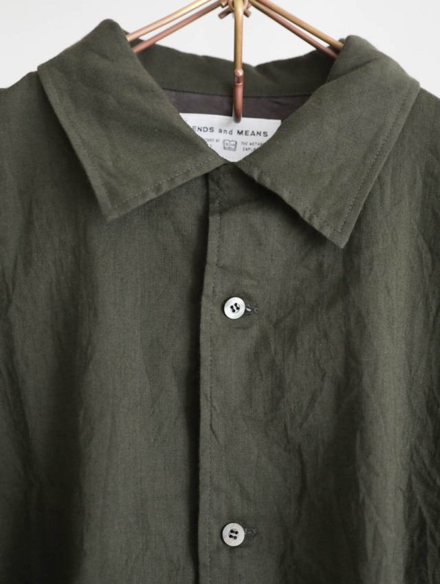 ENDS and MEANS エンズアンドミーンズ｜Carlo shirts（ダークオリーブ）