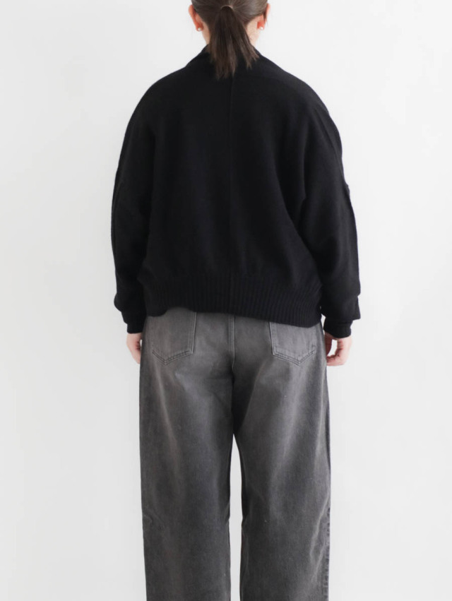 YOKOCHAN バックシルク ショート丈 カーディガン 黒 ブラック 40 YOKO CHAN（ヨーコチャン）カーディガン 黒 サイズ:36(S位