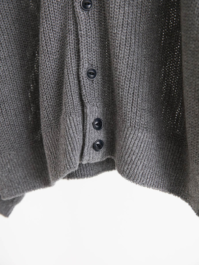 FACTORY ファクトリー / 綿強撚糸バルーンスリーブカーディガン チャコール