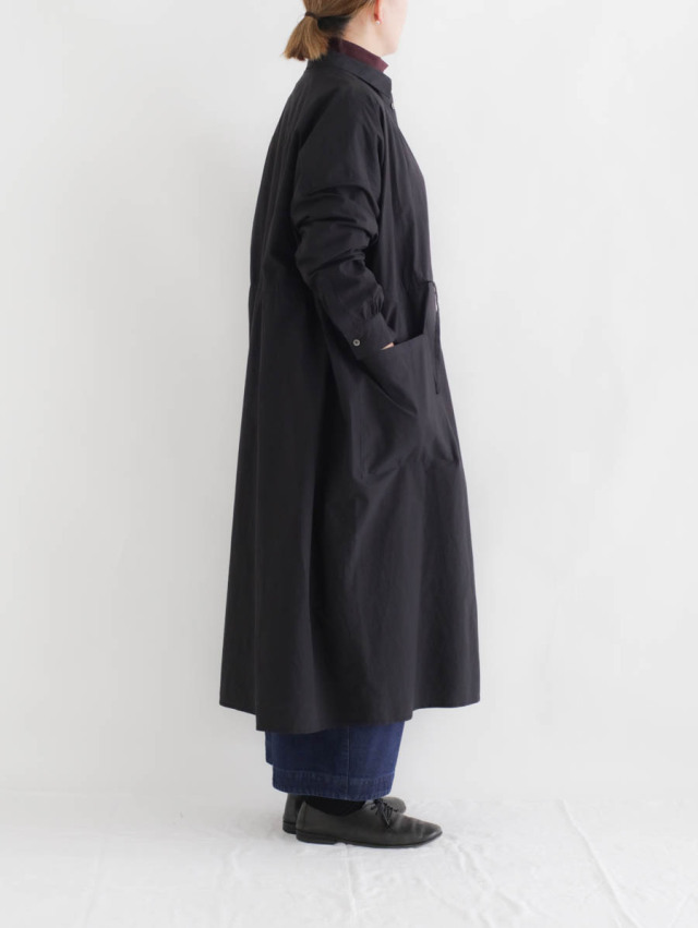 FACTORY ファクトリー｜綿近江晒ロングシャツワンピース（ブラック）