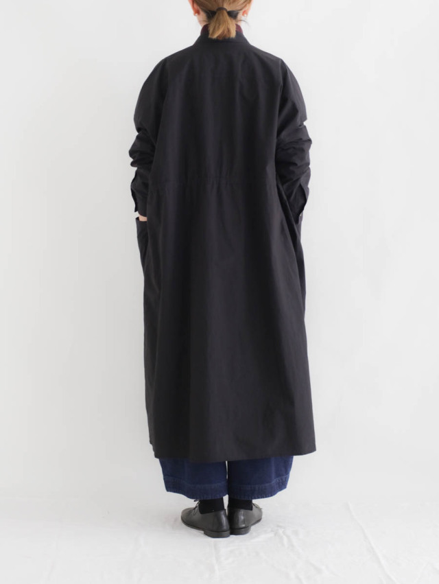 FACTORY ファクトリー｜綿近江晒ロングシャツワンピース（ブラック）